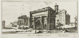 Arch of Septimius Severus. 1. Temple of Concord. 2. Ascent to the Capitoline Hill, plate 13 from Some Views of Triumphal Arches and other Monuments by Giovanni Battista Piranesi