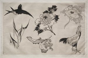 Dinner Service (Rousseau service): Swallow, Rooster and Flowers (no. 8) by Giovanni Battista Piranesi