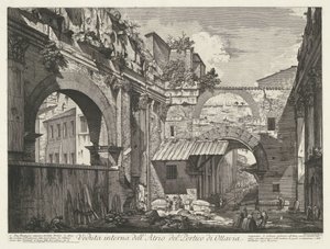 Interior of the Portico of Octavia in Rome by Giovanni Battista Piranesi