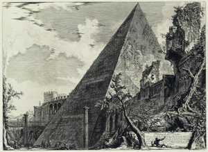 Pyramid of Gaius Cestius (from: Views of Rome) by Giovanni Battista Piranesi