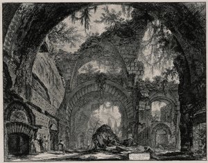 Ruins of a Statue Gallery in the Villa of Hadrian near Tivoli (from: Views of Rome) by Giovanni Battista Piranesi