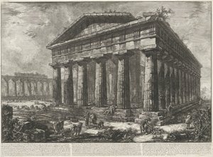Temple of Neptune at Paestum, Various Views of the Remains of Three Large Buildings Still Standing in Paestum (series title) by Giovanni Battista Piranesi
