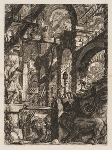 The Prisons: A Perspective of Roman Arches, with Two Lions Carved in Relief by Giovanni Battista Piranesi