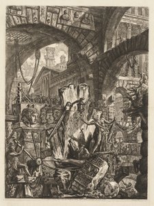 The Prisons: An Architectural Medley, with a Man on the Rock in the Foreground by Giovanni Battista Piranesi