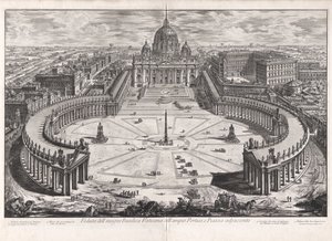 View of the Famous Vatican Basilica with its Spacious Portico, and Adjacent Piazza from Views of Rome by Giovanni Battista Piranesi