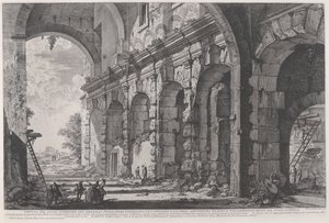 View of the upper storey of the Cages for Wild Animals built by the Emperor Domitian, associated with the Flavian Amphitheater and commonly called the Curia Hostilia, c.1760-1778 by Giovanni Battista Piranesi