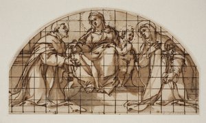 Lunette with the Madonna and Child with Sts Francis of Assisi and Catherine of Siena by Giovanni Battista Ricci