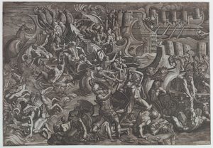 Naval Battle Between Greeks and Trojans