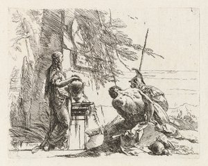 A Woman with Her Hands on a Vase, a Soldier, and a Slave, from Various Capriccios by Giovanni Battista Tiepolo