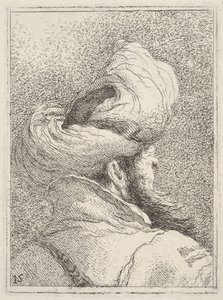 Bearded Man Wearing a Turban, Depicted in Bust Length from Behind in Three-Quarters View by Giovanni Battista Tiepolo