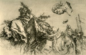Eastern woman on an elephant. A Roman Emperor