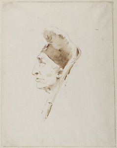 Head of an Old Man in Profile Wearing Exotic Headdress by Giovanni Battista Tiepolo