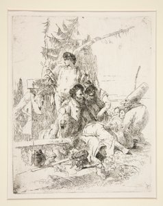 Punchinello Talking to the Two Magicians, from the Series Scherzi di Fantasia by Giovanni Battista Tiepolo