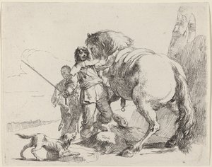 Soldier with Horse and Attendant by Giovanni Battista Tiepolo