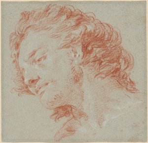 The Head of a Young Man in Profile to the Left (recto); Studies of Allegorical Figures (verso) by Giovanni Battista Tiepolo