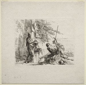 Various Caprices: The Woman Standing with Hands on a Vase by Giovanni Battista Tiepolo