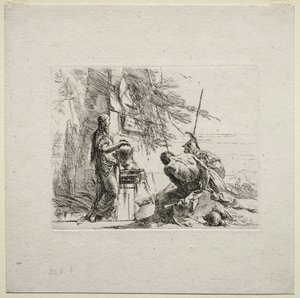 Various Caprices: The Woman Standing with Hands on a Vase, 1785 by Giovanni Battista Tiepolo