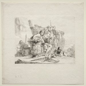 Various Caprices: The Young Man Seated, Leaning Against an Urn by Giovanni Battista Tiepolo