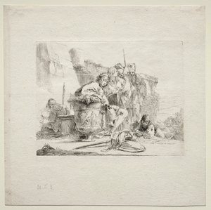 Various Caprices: The Young Man Seated, Leaning Against an Urn by Giovanni Battista Tiepolo