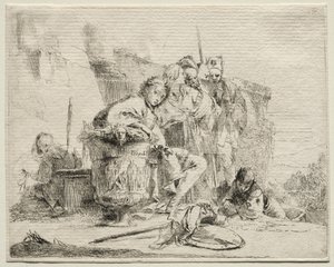 Various Caprices: Young Man Seated, Leaning Against an Urn by Giovanni Battista Tiepolo