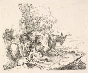 Woman and Infant Satyr in a Landscape, ca. 1740-42 by Giovanni Battista Tiepolo