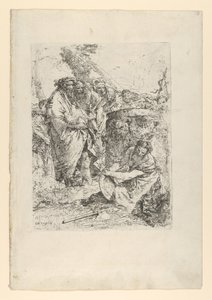 Woman Kneeling in Front of Magicians and Other Figures, from the Scherzi