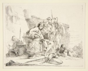 Young Man Seated and Leaning on an Urn, from the series Vari Capricci by Giovanni Battista Tiepolo