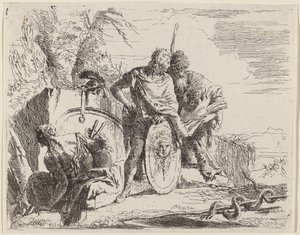 Young Soldier with Philosopher and Seated Woman by Giovanni Battista Tiepolo