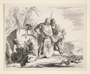 Young Soldier with Philosopher and Seated Woman, from the series Vari Capricci by Giovanni Battista Tiepolo