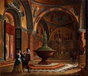 The Interior of the Baptistery of San Marco in Venice by Giovanni Battista de Pian