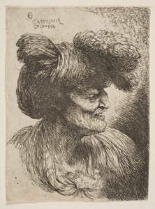 Bust of beardless old man in profile facing right, from the series of Small Heads