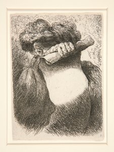 Figure Holding a Large Banderole, from the Series Small Studies of Heads by Giovanni Benedetto Castiglione