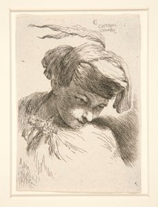 Figure with Their Head Leaning Against Their Shoulder, from the Series Small Studies of Heads by Giovanni Benedetto Castiglione