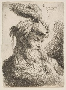 Head of a Bearded Man with a Turban Facing Right, from the Series of Small Heads...