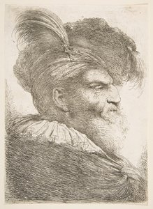 Head of an Old Man Facing Right, from the Series of Large Oriental Heads by Giovanni Benedetto Castiglione