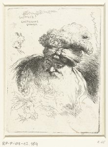 Head of an Old Man with Cap (Small Study of Heads with Oriental Headdresses) by Giovanni Benedetto Castiglione