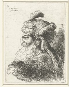 Head of an Old Man with Turban by Giovanni Benedetto Castiglione