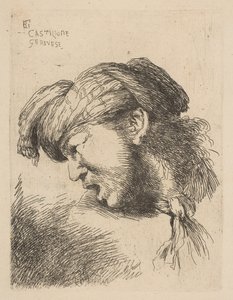 Man Wearing a Turban, a Tie Fastened Around His Neck by Giovanni Benedetto Castiglione