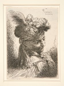 Young Man without a Beard, Seen in 3/4 View, Turned to Right, Looking Down, from the Series Les petites tetes by Giovanni Benedetto Castiglione