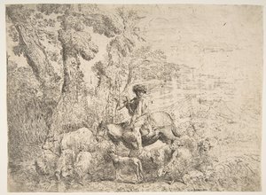 Young Herdsman on Horseback by Giovanni Benedetto Castiglione