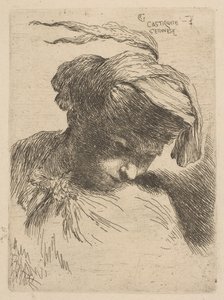 Young man looking down to right, from the series of Small Heads in Oriental Headdress