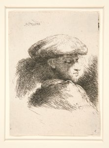Young Man Seen Almost in Full Profile and Turned to Right (from the series Les petites tetes) by Giovanni Benedetto Castiglione