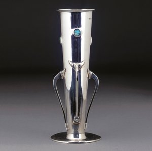 A Cymric Silver and Turquoise Vase by Giovanni Bigatti