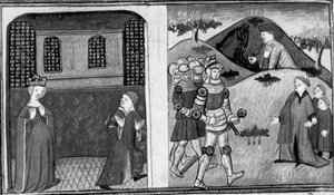 Decameron, The wife of the king of France accuses the Count of Anvers; the count reconciles with the king. Second day, story 8 by Giovanni Boccaccio