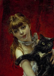 Girl with black cat, c.1885 by Giovanni Boldini