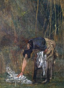 Peasant Woman Picking Up Her Washing