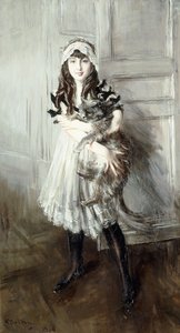 Portrait of Josefina Errazuriz Holding a Cat, 1910 by Giovanni Boldini
