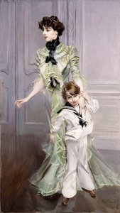 Portrait of Madame Hugo and Her Son by Giovanni Boldini