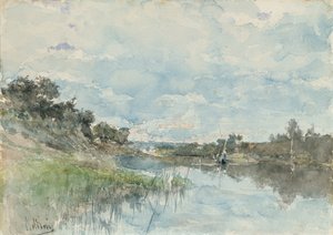 River Landscape with a Fishing Boat