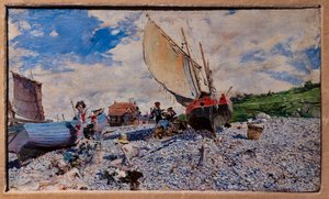 The Beach at Etretat by Giovanni Boldini